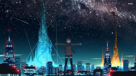Anime Starry Night Sky Wallpaper Background Monodomo City Wallpaper