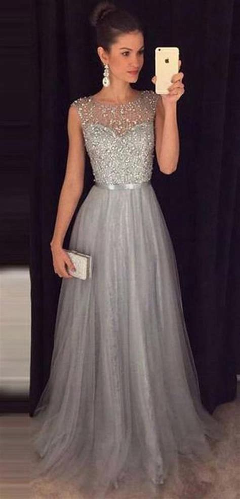 Silver Grey Prom Dress Evening Gown Graduation Party Dress Etsy Grey Prom Dress Prom