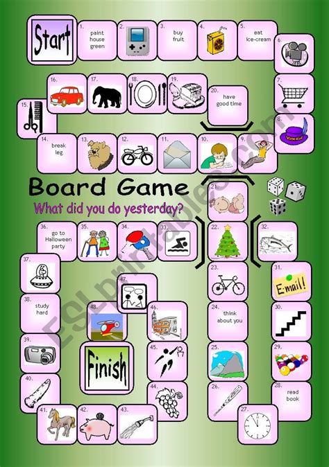 Board Game What Did You Do Yesterday Esl Worksheet By Philipr