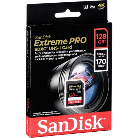 Sandisk Extreme Pro Sdxc 128gb Memory Card 170mbs V30 For Panasonic Hc