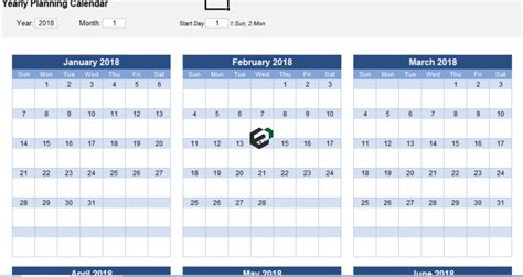 Free Excel Yearly Planning Calendar For Planning And Scheduling