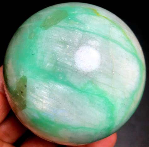 399g 66mm Green Moonstones Crystal Sphere Ball Healing Rocks Etsy