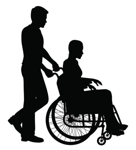 Silhouette Of People In Wheelchairs Illustrations Royalty Free Vector