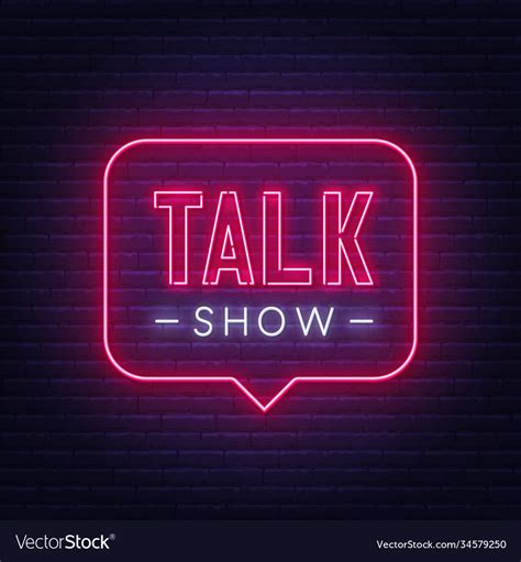 Talk Show Neon Sign On Brick Wall Background Vector Image