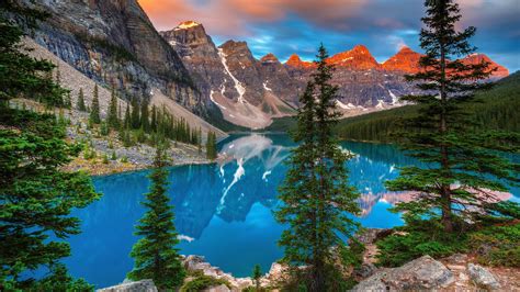 Mountain Blue Lake 8k Desktop Background Banff National Park Canada