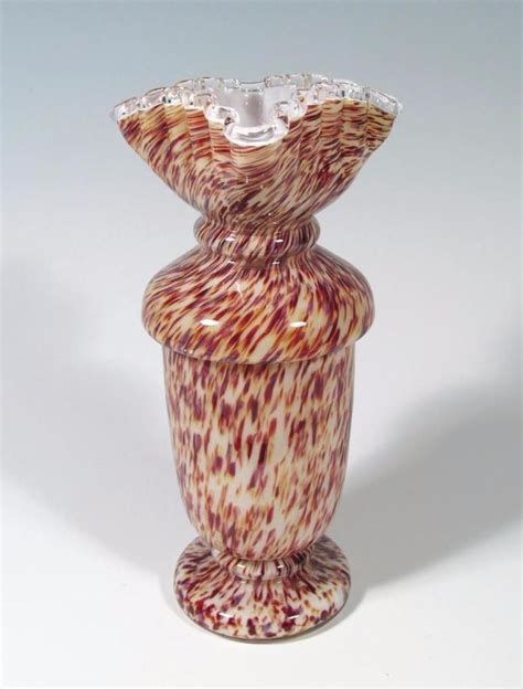 Bohemian Czech Victorian Era Antique Cased Spatter Nouveau Art Glass Vase Excl Glass Art