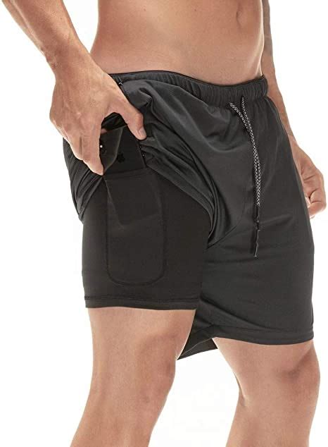 duofier men s 2 in 1 running shorts workout training short with inner compression