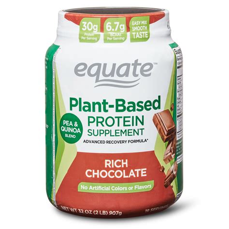 Equate Plant Based Protein Supplement, Rich Chocolate | Advanced Recovery Formula with Pea ...