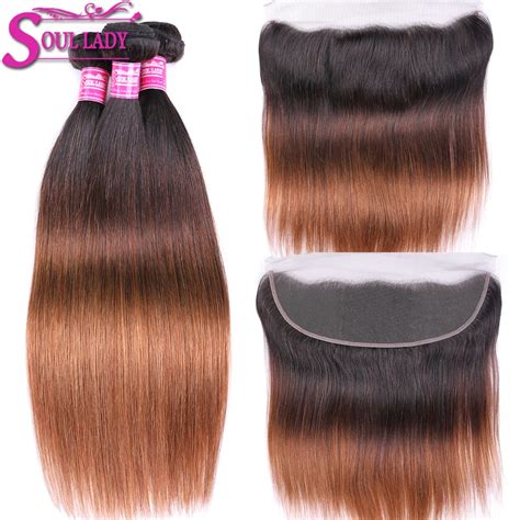 Soul Lady Ombre Bundles With Frontal Closure 1b 4 30 Three Tone Color