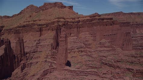 55k Stock Footage Aerial Video Of Approaching The Titan Rock Formation