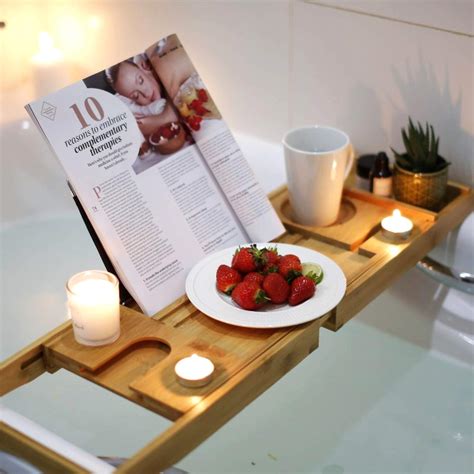 Buy Bath Tray 100 Natural Bamboo Bathtub Caddy Extendable Board For Uk Bath Size Relax