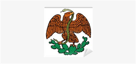 Color Eagle And Snake From Mexican Flag Wall Mural Aztec Eagle On A