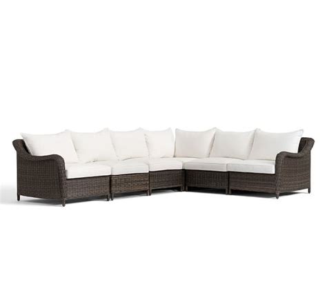 Torrey All Weather Wicker Roll Arm Outdoor Sectional Set Espresso