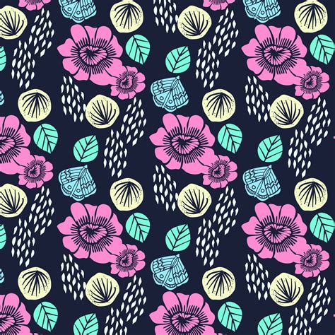Hand Drawn Colorful Bold Flower Blossom Pattern 674370