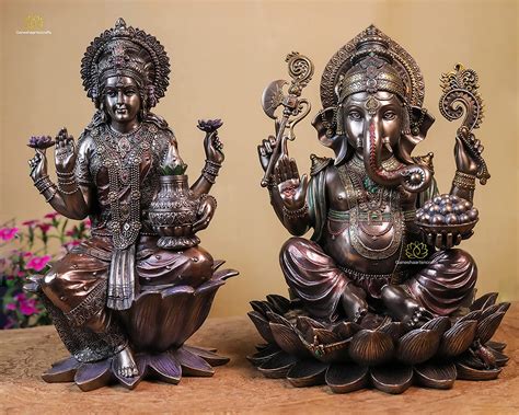 ganeshaartsncrafts bronze lakshmi ganesha statue set hindu deities god idol 12 3