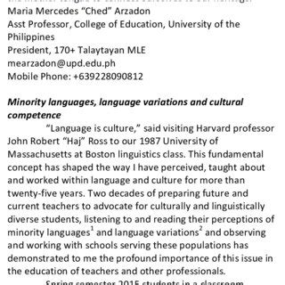 L1 techniques allow teachers to use richer and more authenic texts, which means more comprehensible input and faster acquisition. (PDF) Mainstreaming Mother Tongue-Based Multilingual ...