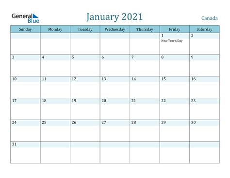 Blank january 2021 calendar pdf. January 2021 Calendar - Canada