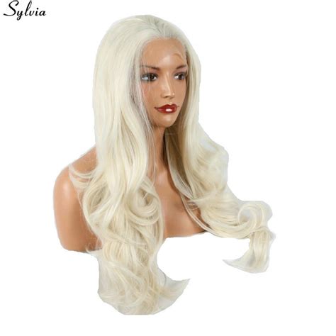 Sylvia Natural Soft Hair Wavy 60 Blonde Heat Resistant Lace Front Wig Synthetic Long Ash Blonde