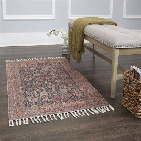 Shabbychic Cameron Fringed Hand Knotted Bluecream Area Rug And Reviews
