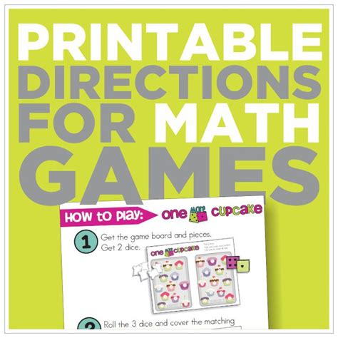 We've got a fun printable and 4. Free Picture Directions for 12 Math Games {printable ...
