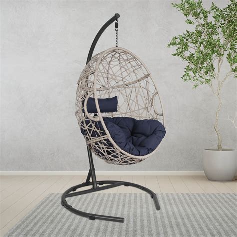 It comes with its own base, so you can put it anywhere. Ulax furniture Outdoor Patio Wicker Hanging Basket Swing ...