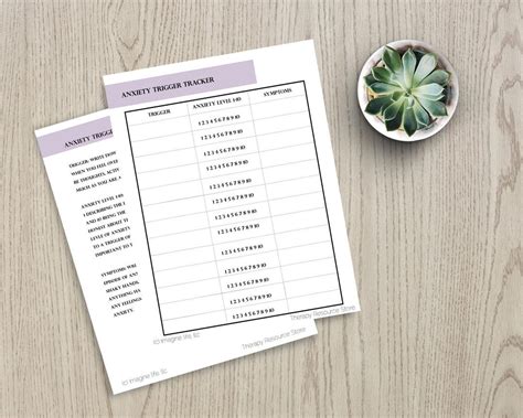 Therapy Worksheet Anxiety Trigger Tracker With Instructions Printable Form Self Help Self