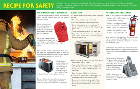 Kitchen Fire Prevention Brochure Fire Safety For Life