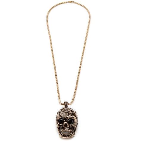 Stainless Steel Sugar Skull Pendant Necklace Gold Plated