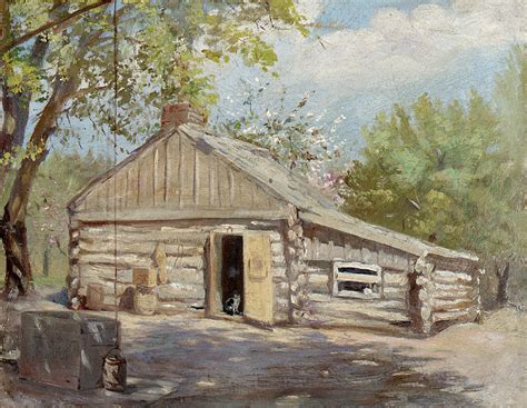 Log Cabin Painting By Lewis A Ramsey