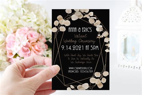 Gold And Black Virtual Wedding Invitation Virtual Invitation Etsy