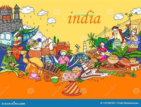 Indian Collage Illustration Showing Culture Tradition And Festival Of