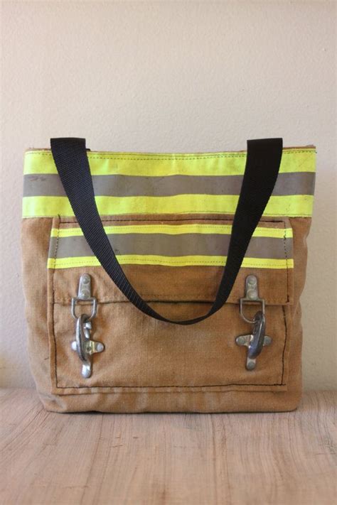 Recycled Firefighter Turnout Tote Bag With Front Pocket Carry All