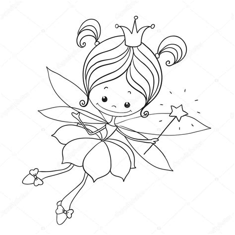 Fairy Cartoon Drawing Lovely Character Doodle Fairy Cartoon Coloring
