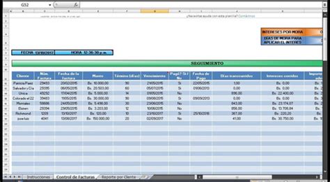 Plantilla En Excel Control De Cobro De Facturas Bs 1 500 00 En