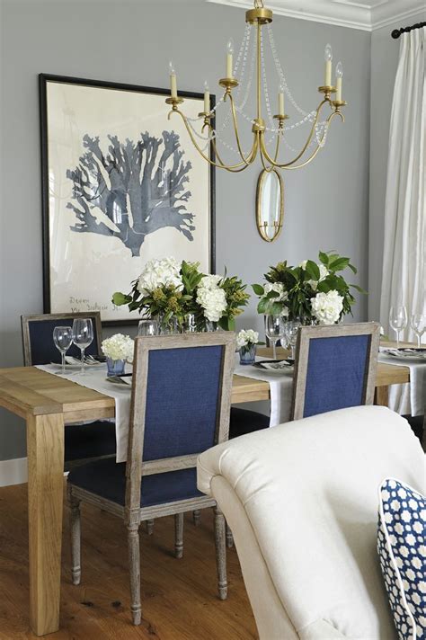 Mated the white curtains with room darkening blinds and my winter ski tenants are happy with the result. Blue and white dining room. | Dining room blue, Grey ...