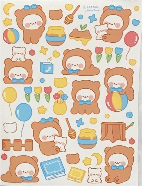 Korean Bear Sticker Printable En 2021 Pegatinas Bonitas Pegatinas