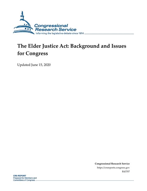 The Elder Justice Act Background And Issues For Congress
