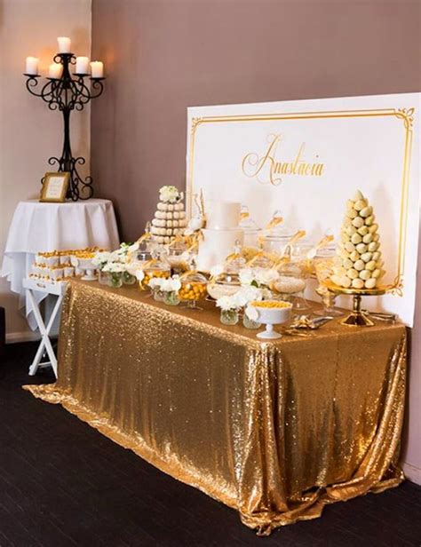2017 Hot 90in By 156in Wholesale Gold Sequin Tablecloths For Wedding