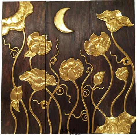 Try an elegant anchor pattern in gold and cream for a nautical touch in a. Elegant Wood Carved Wall Plaque.Floral Wood Wall Panels - Asiana Home Decor