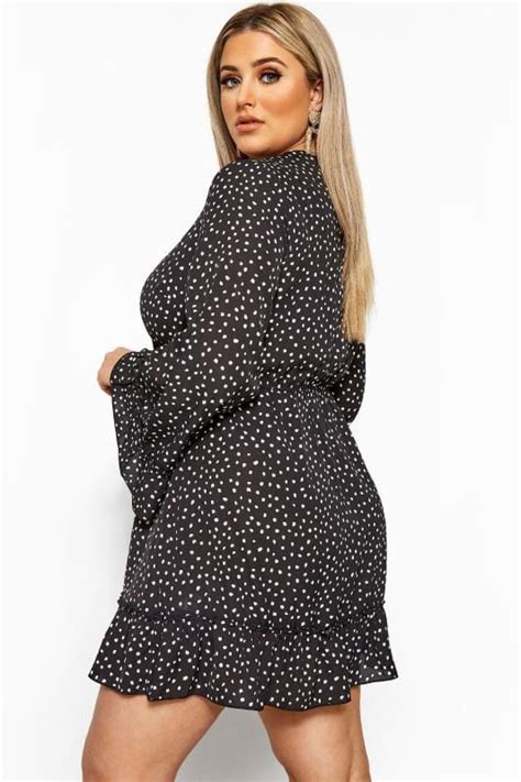 Limited Collection Black Polka Dot Wrap Dress Yours Clothing