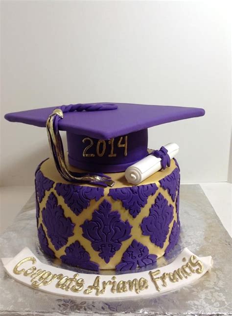 Purple And Gold Damask Grad Cake Sugarnomics Cake Studio Guam