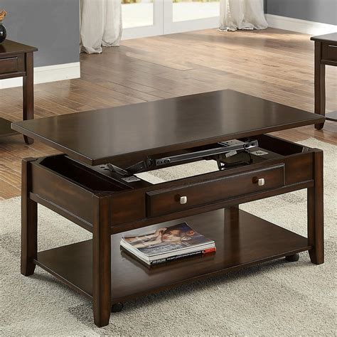 Add a modern look to your living room with the convenience concepts royal crest coffee table presented in a truly sleek silhouette. Crown Mark Julian Lift Top Coffee Table with Casters ...