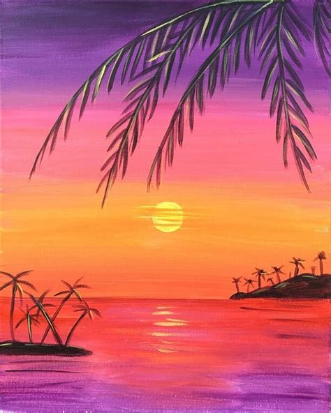 Easy Sunset Paintings On Canvas Sunset Easy Acrylic Painting Ideas