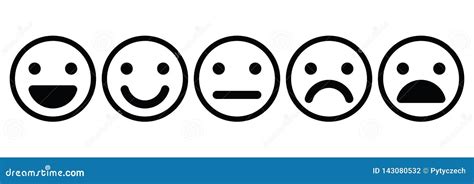 Basic Emoticons Set Three Facial Expression Of Feedback Scale From