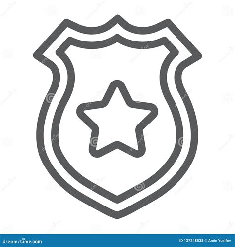 Police Badge Line Icon Police And Sheriff Officer Badge Sign Vector