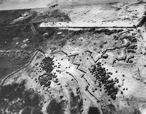 aerial view of japanese trenches with a zig zag pattern pacific campaign battle of eniwetok