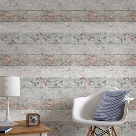 Fresco Distressed Wood Floral Wallpaper Floreale By Designers Guild