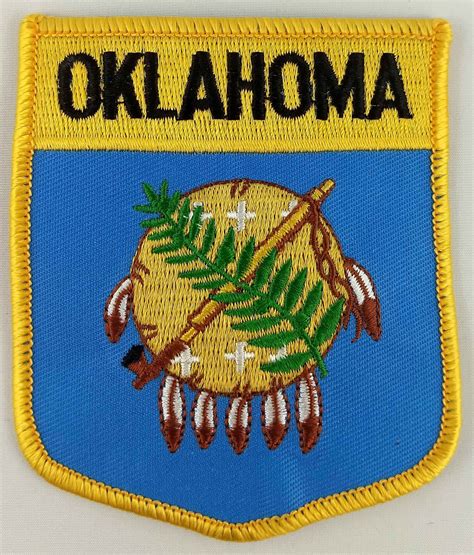 Oklahoma State Shield Patch Badge Embroidered Iron On Applique Etsy
