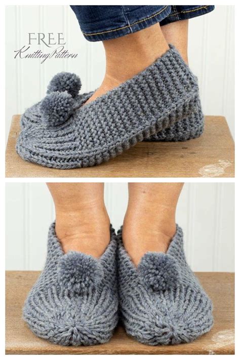 Easy Knit Rib Slippers Free Knitting Patterns Knitting Pattern