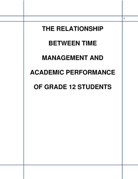 The Relationship Between Time Management And Academic Performance Of